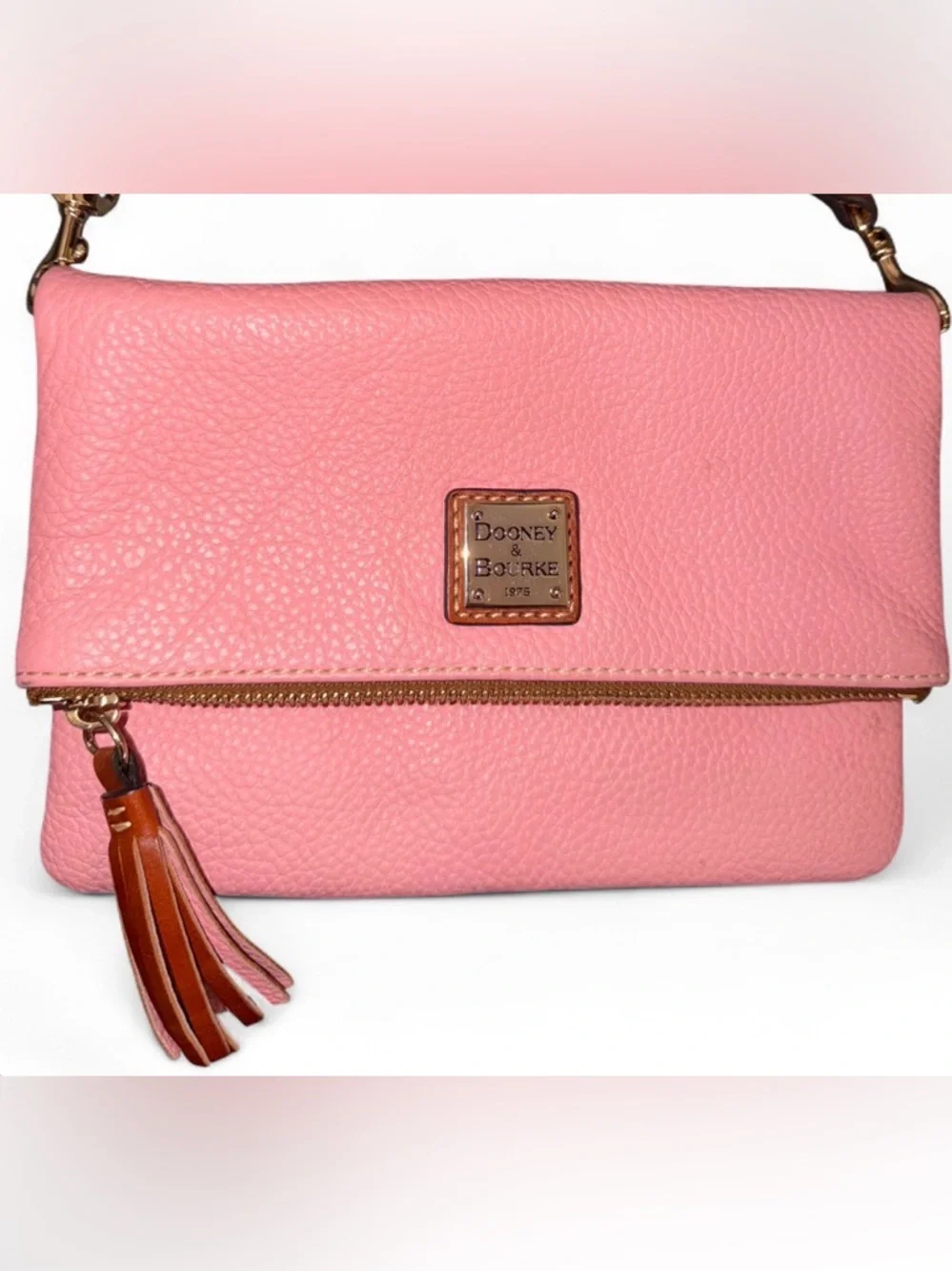 Dooney & Bourke Pink Leather Crossbody Clutch with Tassel - Picture 1 of 9